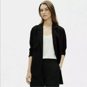 Eileen Fisher LARGE Tencel & Organic Linen Relaxed Slub Blazer Black $298